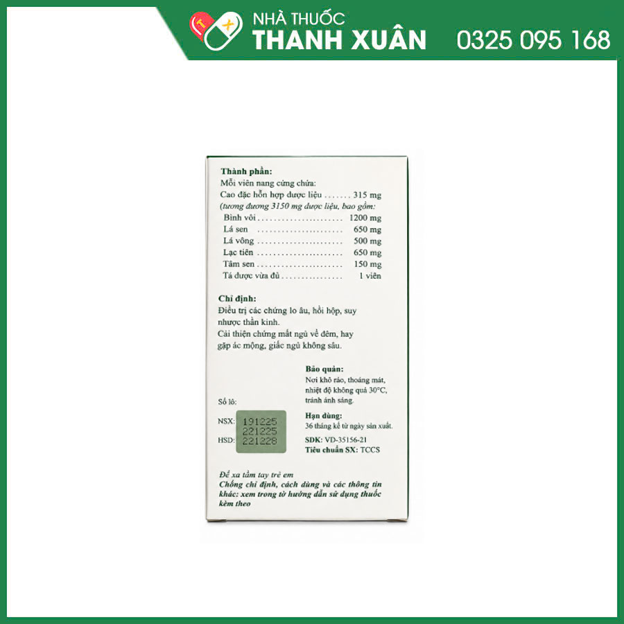 Dưỡng tâm an thần thuốc điều trị các chứng lo âu, hồi hộp, suy nhược thần kinh và cải thiện giấc ngủ